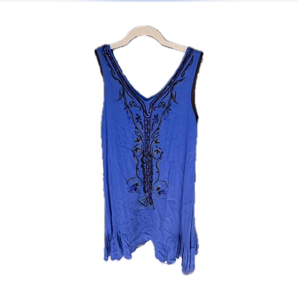 Vibrant Blue Embroidered Sleeveless Top/Tunic